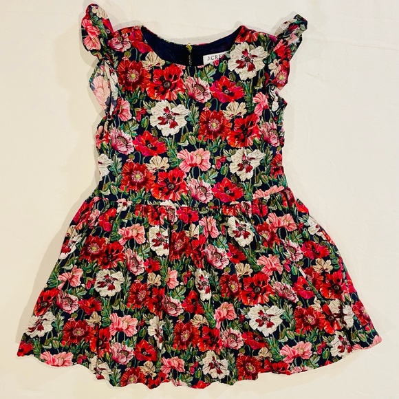 J. Crew Other - J Crew Liberty Ruffle Shoulder Dress Girls 2 2T Amelie Poppy Floral Crewcuts